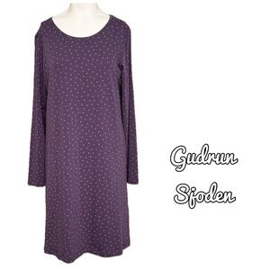 Gudrun Sjoden Navy and Pink Polka Dot Long Sleeve Dress